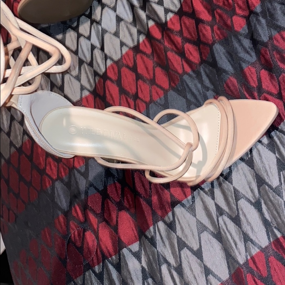 Nude heels , lace up around ankle